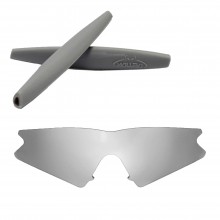 Walleva Titanium Mr.Shield Polarized Replacement Lenses + Gray Earsocks for Oakley M Frame Sweep Sunglasses
